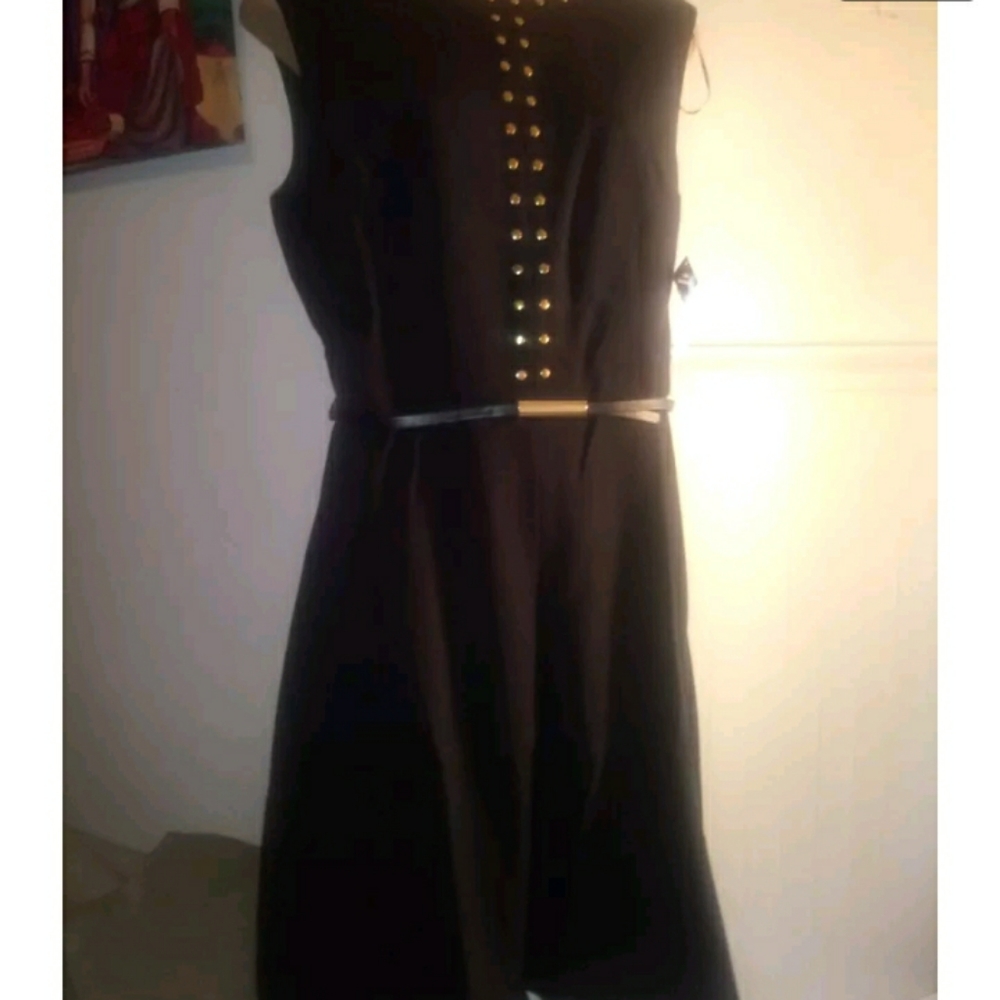 Studio One New York Black Dress. Belted. Size 10. NWT